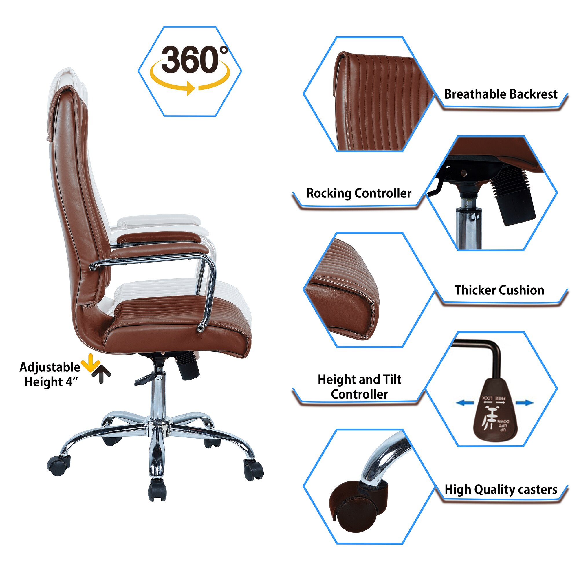 Leanoxa High Back Executive Chair in Ten Brown Colour