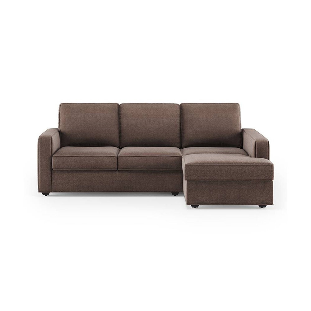 Apollo Sofa (Colour : Daschund Brown, Cushion : Soft, Back Type : Regular, Seating Capacity : Right Aligned 2 Seater + Right Aligned Chaise + Ottoman)