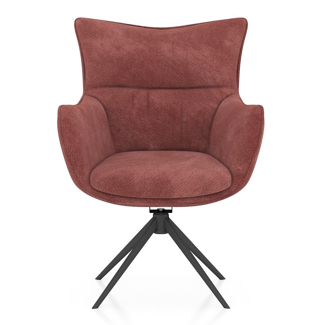 Beck Swivel Metal Dining Chair Set Of 2 In Wine Fabric