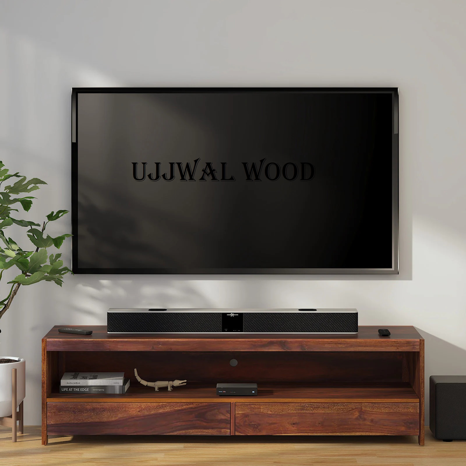 ujjwal wood Sheesham Wood TV Unit in Scratch Resistant Honey Oak Finish for TVs up to 70 Inches-picture-29