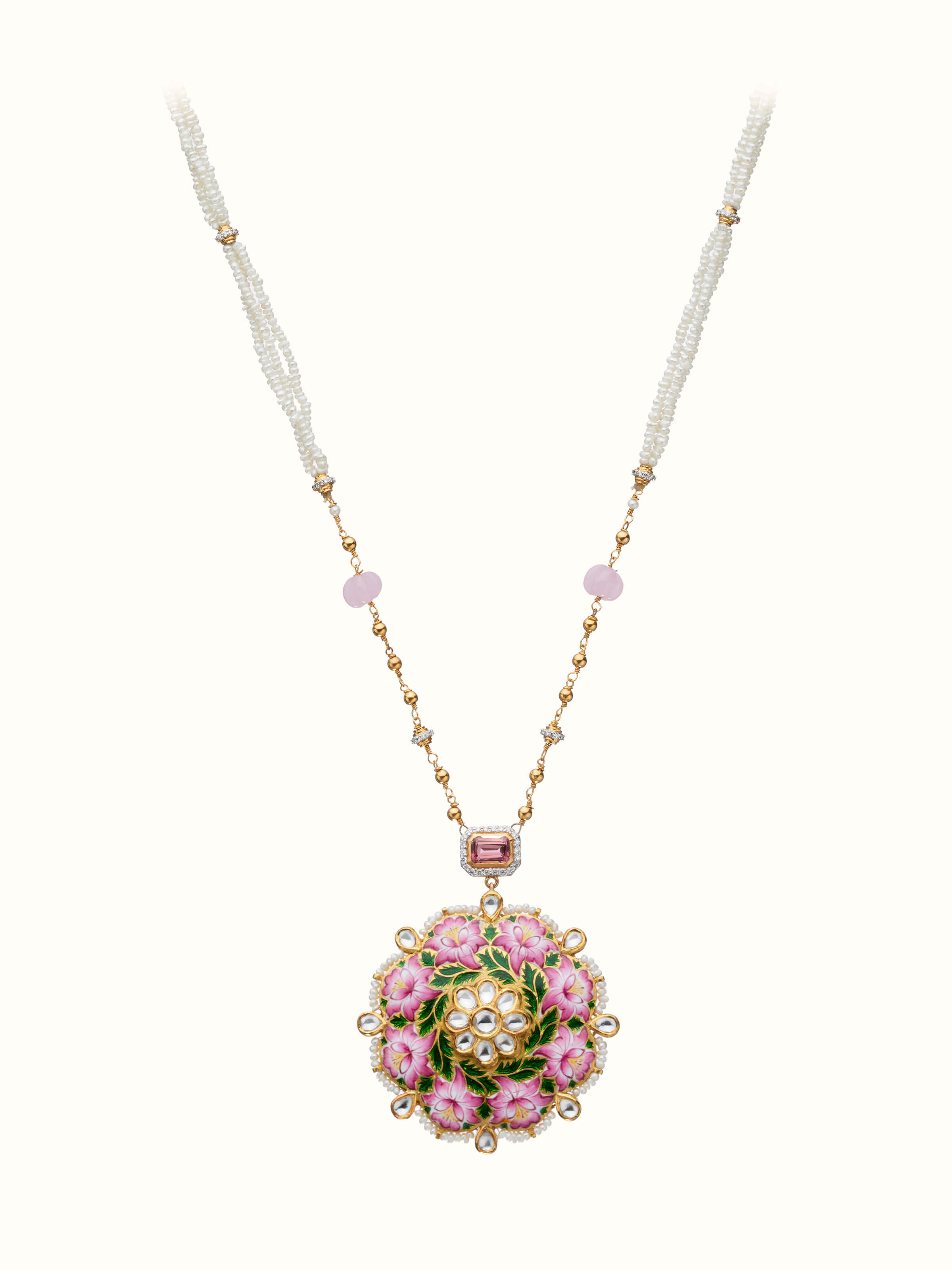 Gulabi Meenakari 22 Karat Gold Collar Necklace