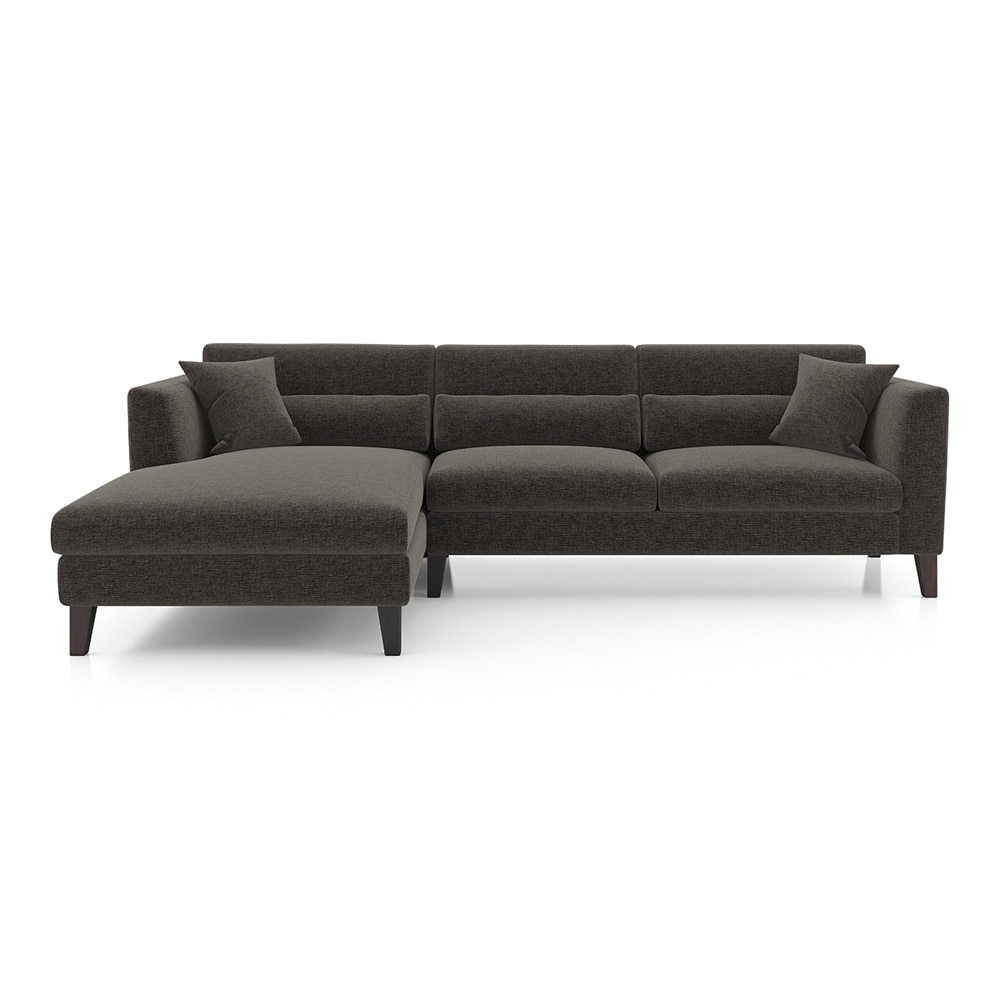 Lewis Sectional Sofa (Colour : Smoke Grey, Cushion : Hard, Seater : Left Aligned 3 Seater + Left Aligned Chaise)