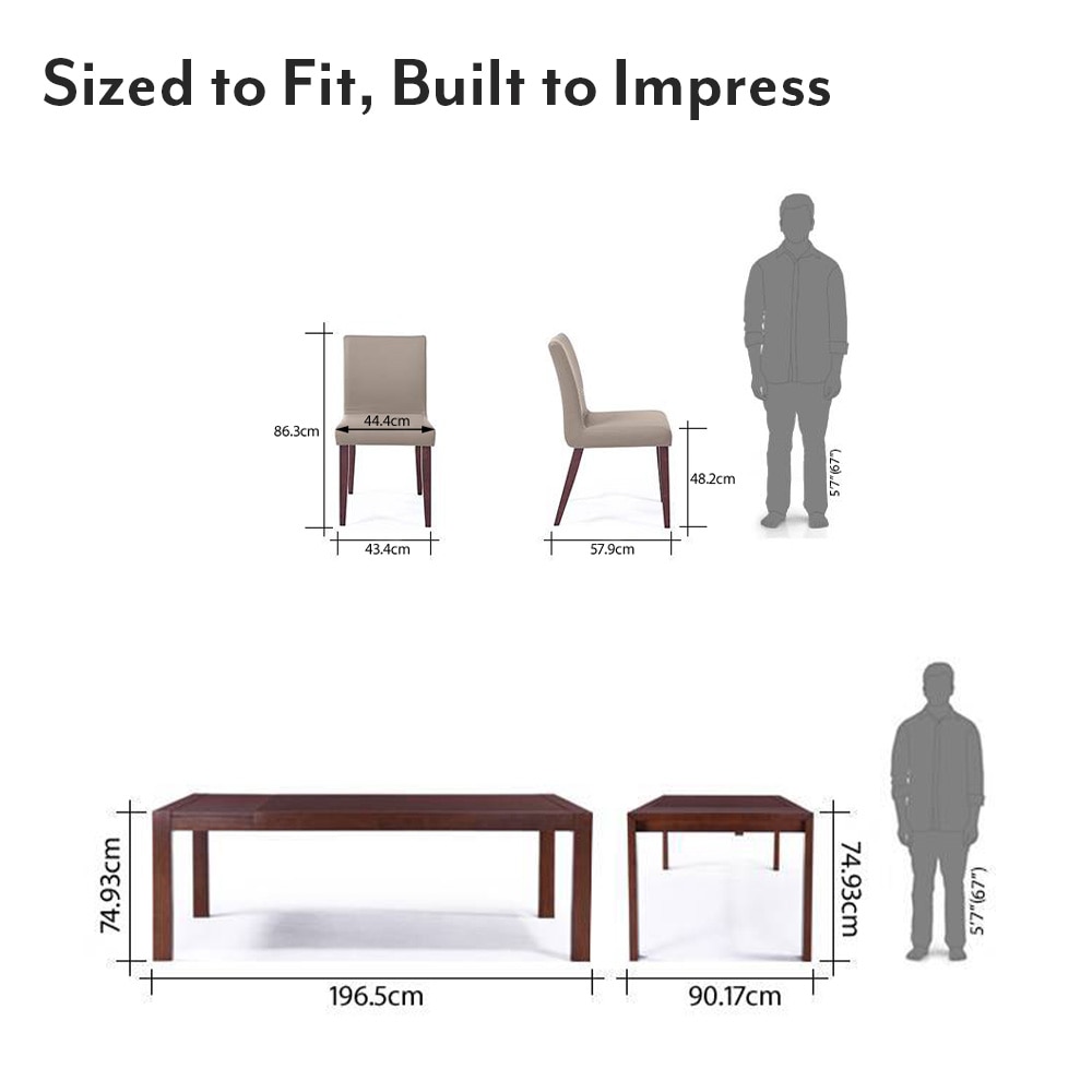 Vanalen 6-To-8 Extendable Persica 8 Seater Dining Table Set Colour Beige Finish Dark Walnut