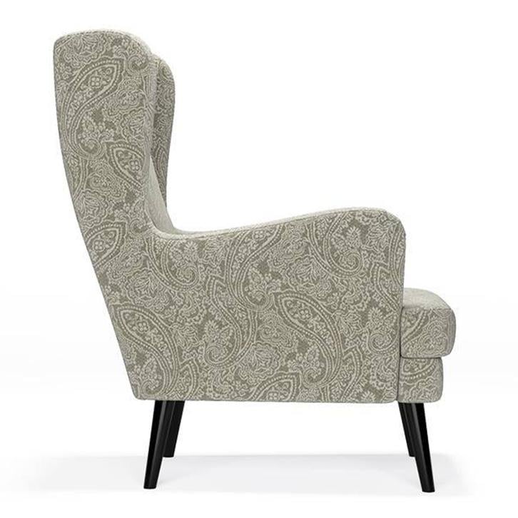 Genoa Wing Chair in  Monochrome Paisley Colour