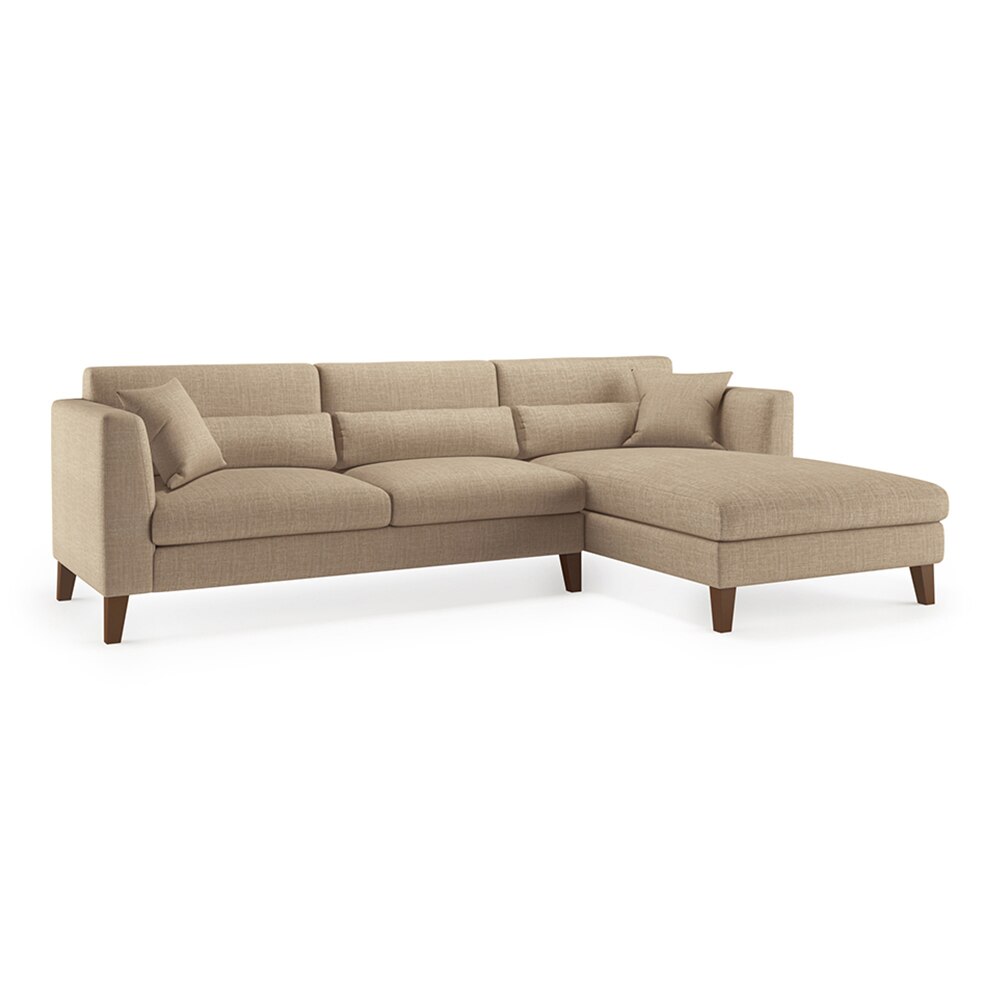 Lewis Sectional Sofa (Colour : Sandshell Beige, Cushion : Soft, Seater : Right Aligned 3 Seater + Right Aligned Chaise)