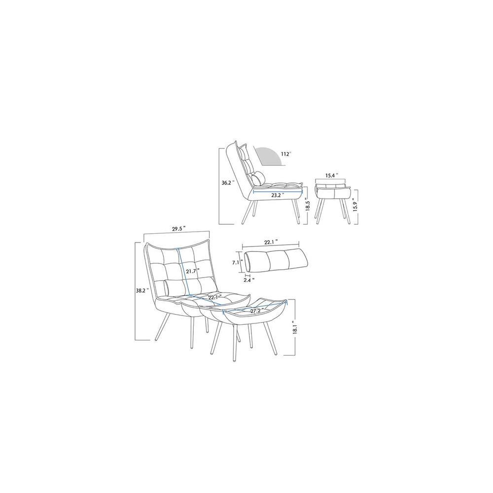 Elroy Accent Chair With Ottoman Grey