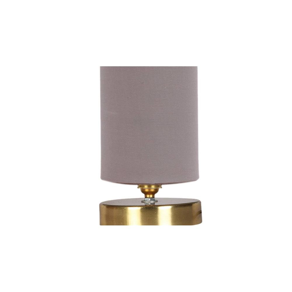 Toro Grey cotton table lamp with Gold wood base