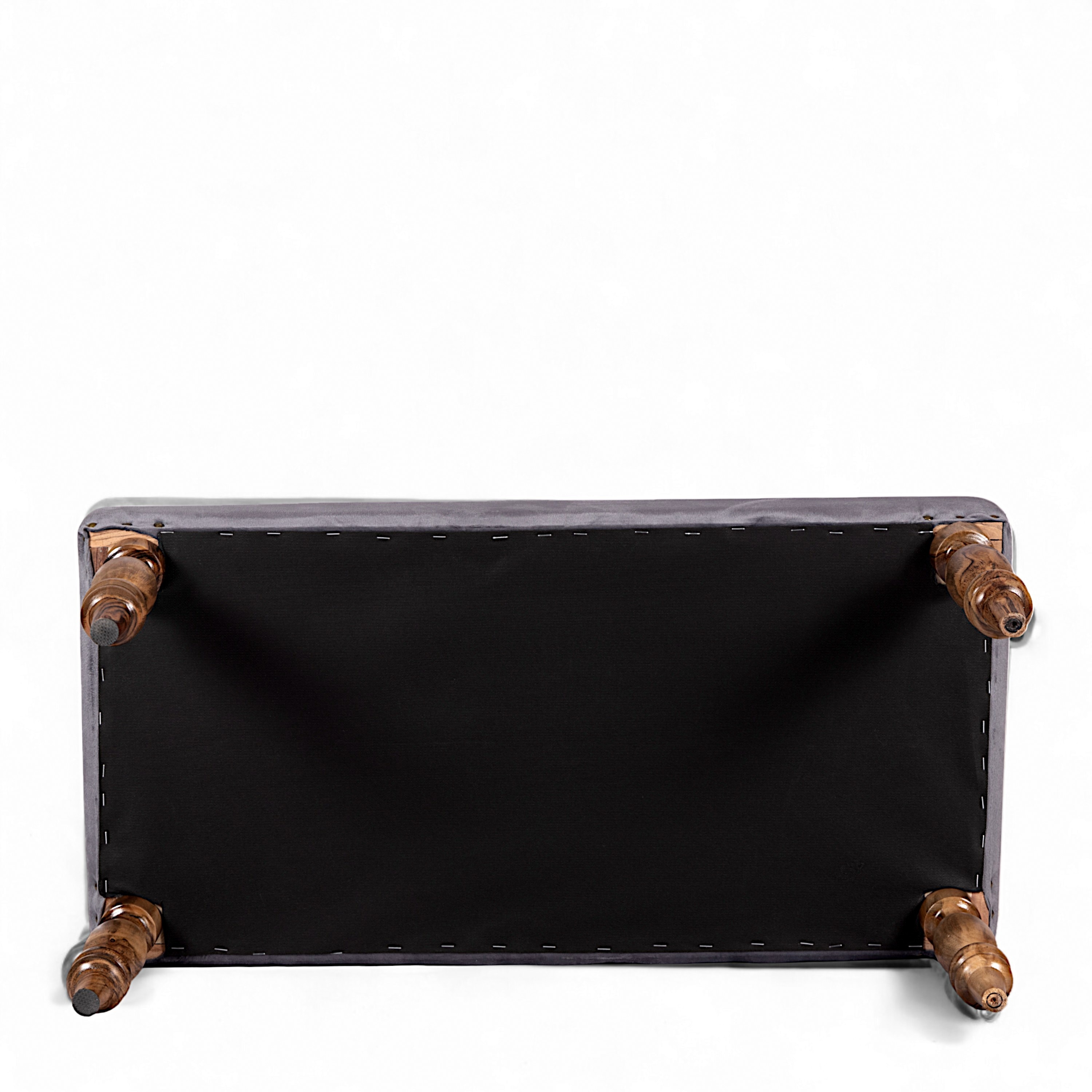 Bestone Sheesham Wood Accent Seater Bench Set  2 Stools In Iron Grey Velvet