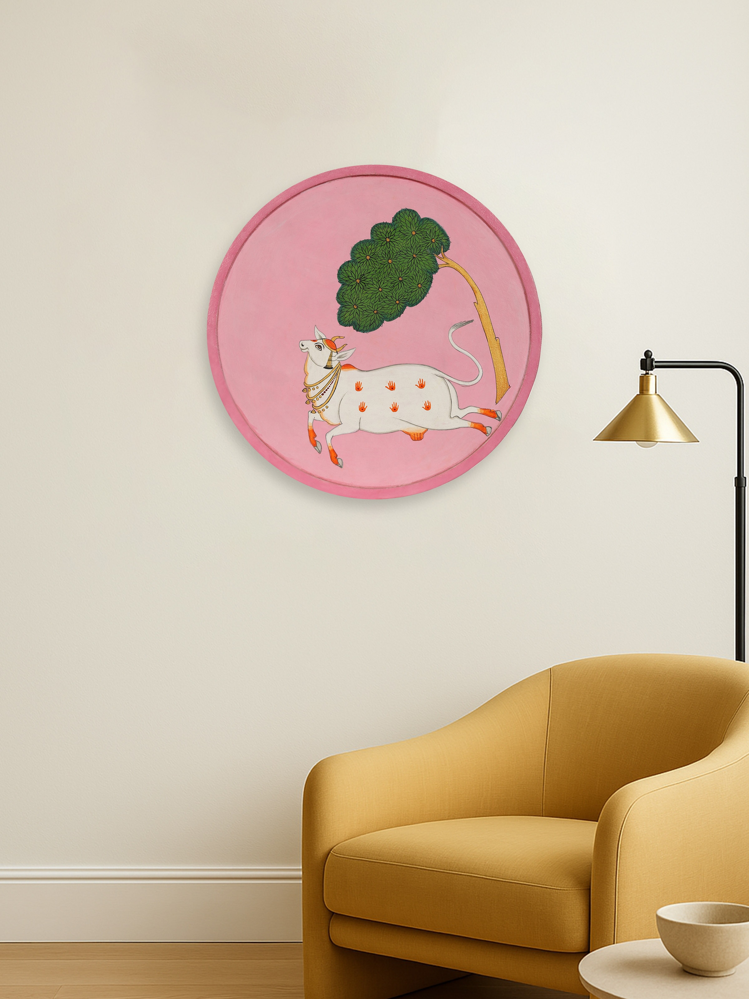 Cow and Tree Pichwai Painting Wall Plate