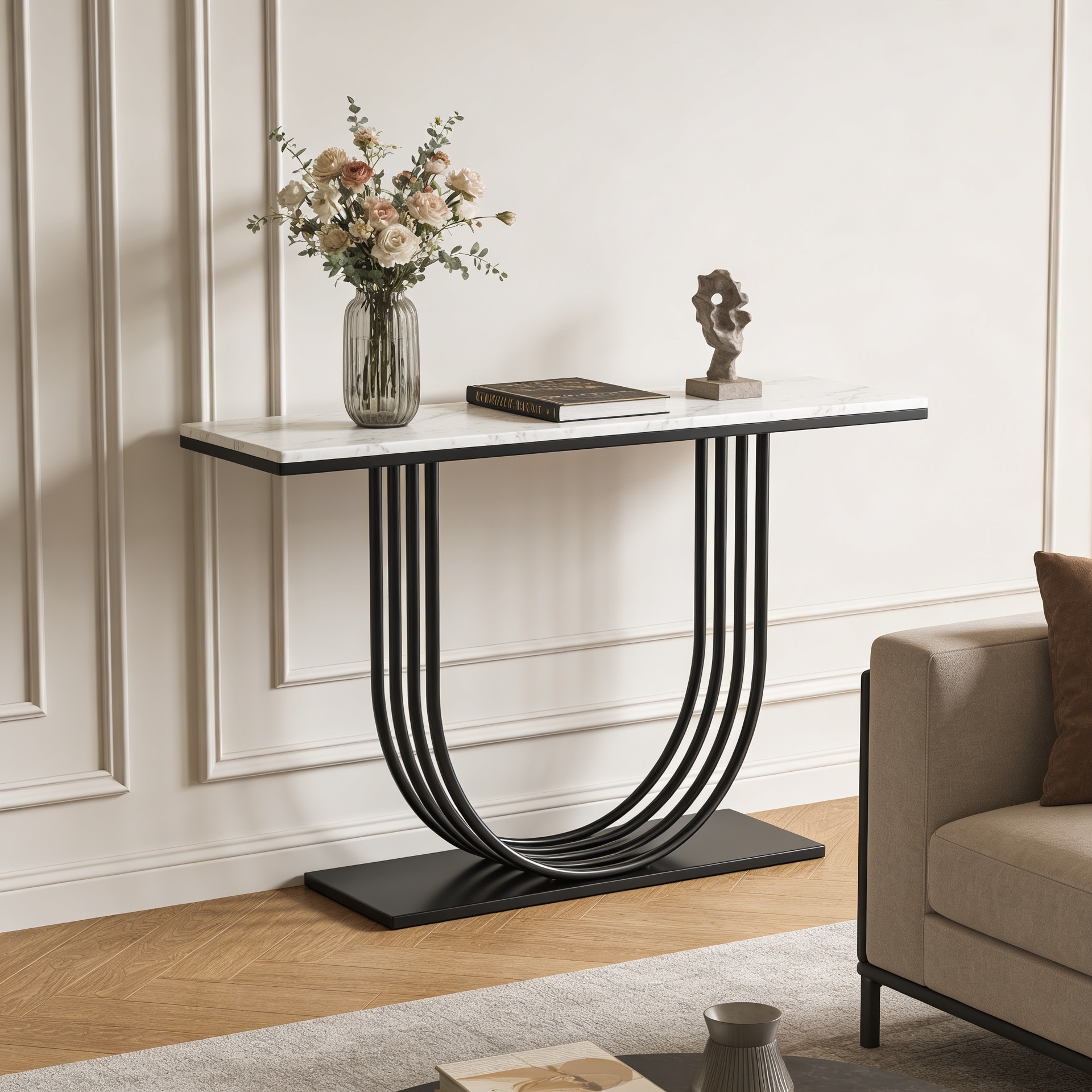 Black Metal Console Table in Black Colour