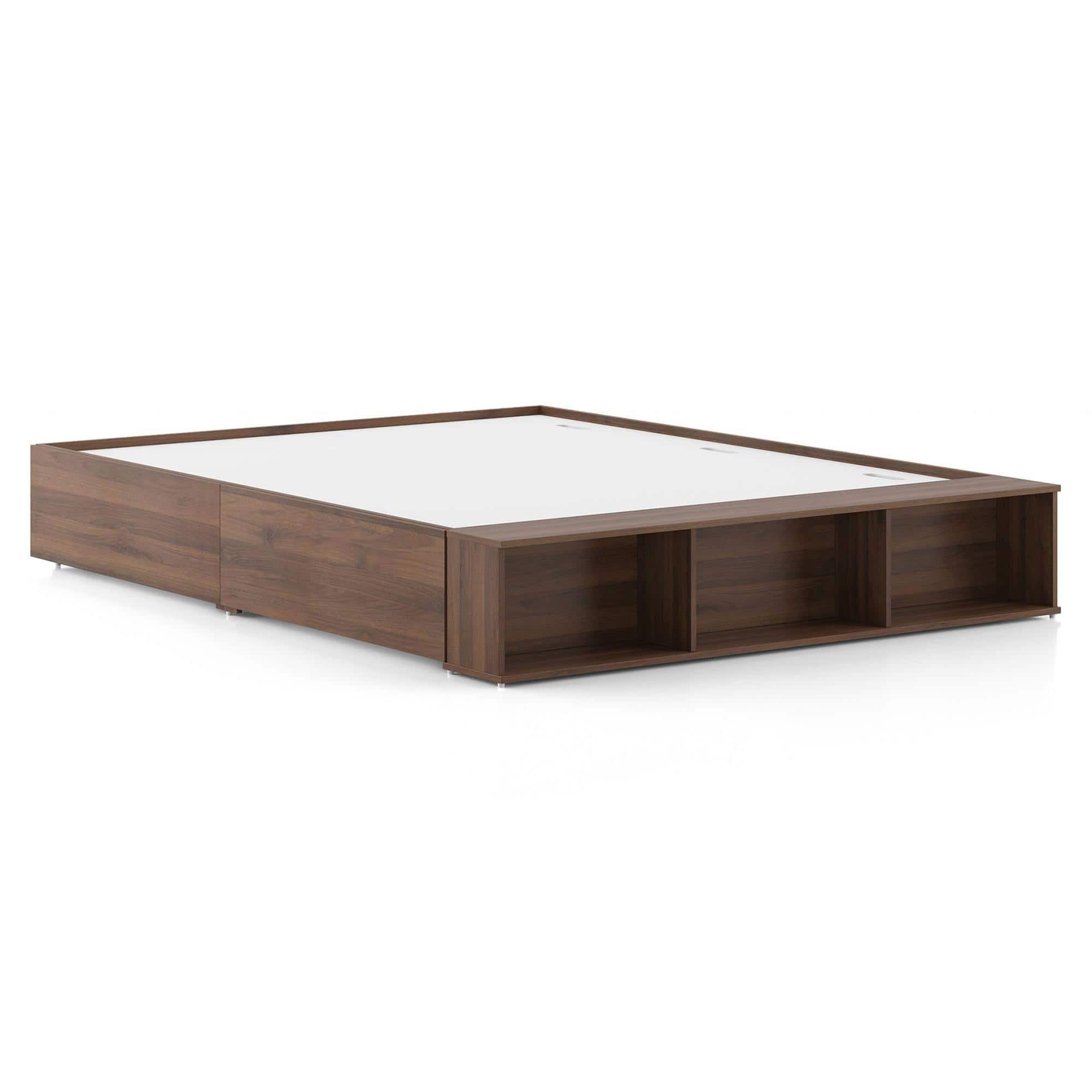 Toshi Platform Box & Drawer Storage Bed In Classic Walnut