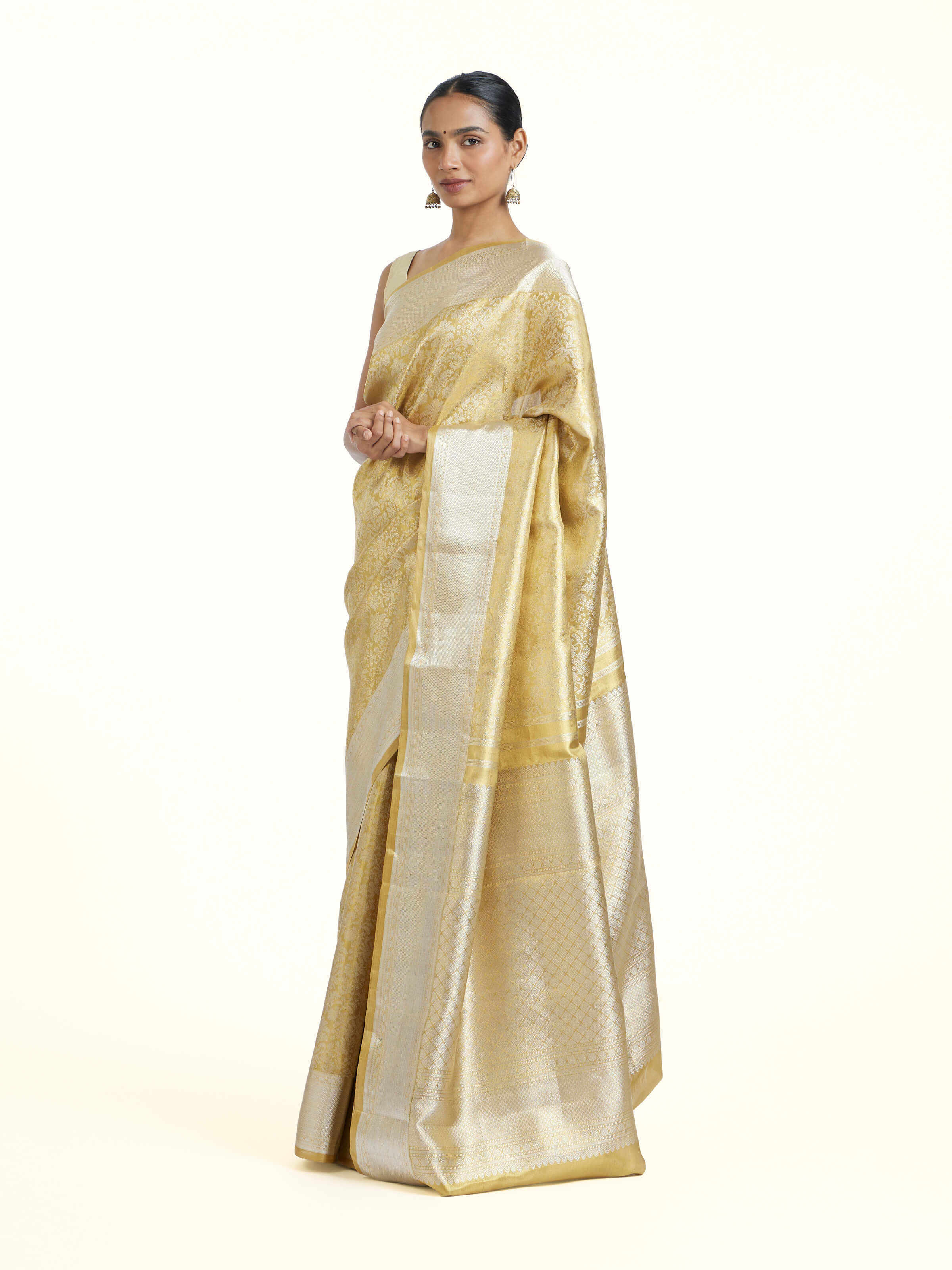 Gold Kancheepuram Silk Zari Saree