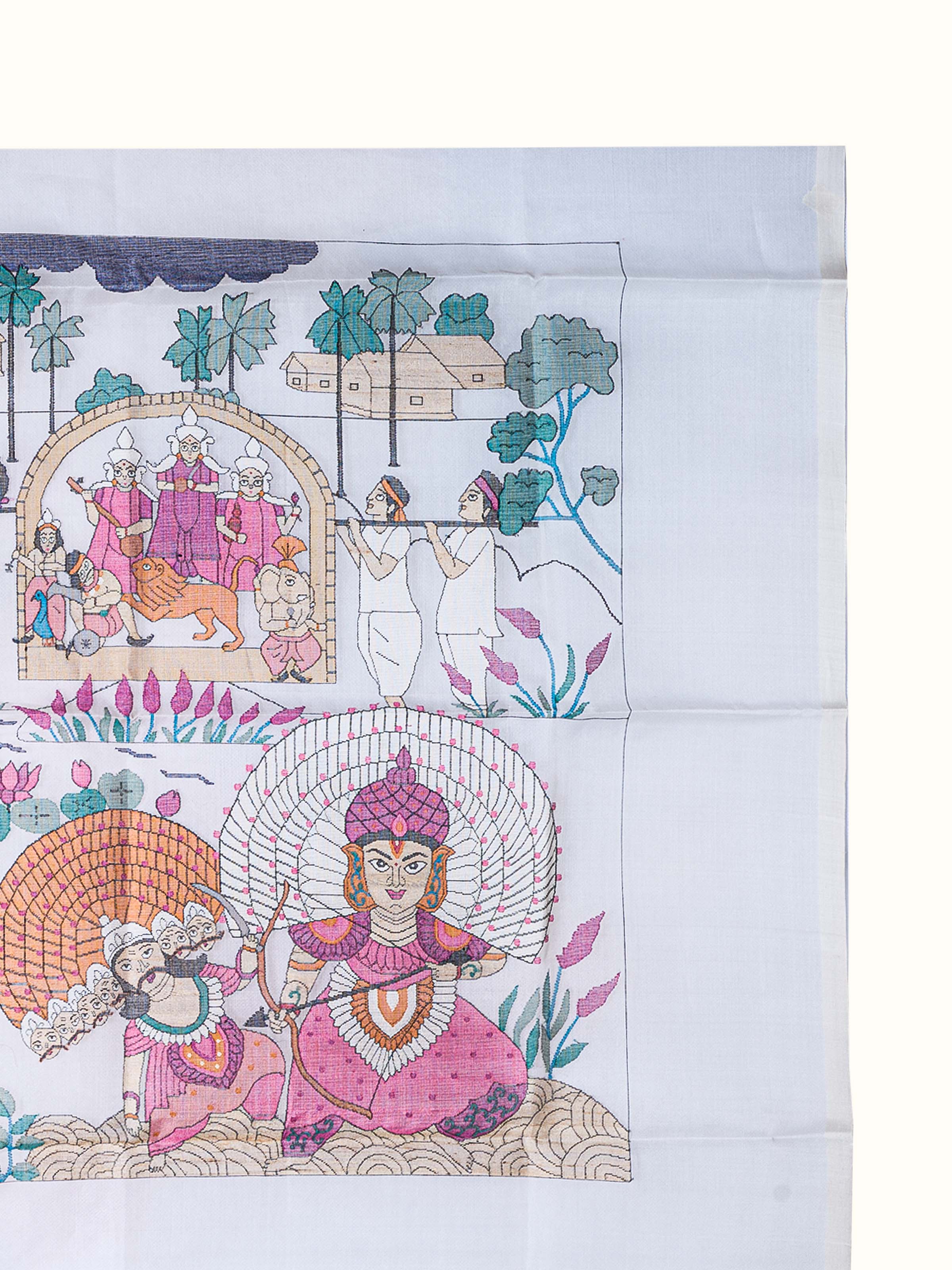 Durga Visarjan Jamdani Wall Hanging