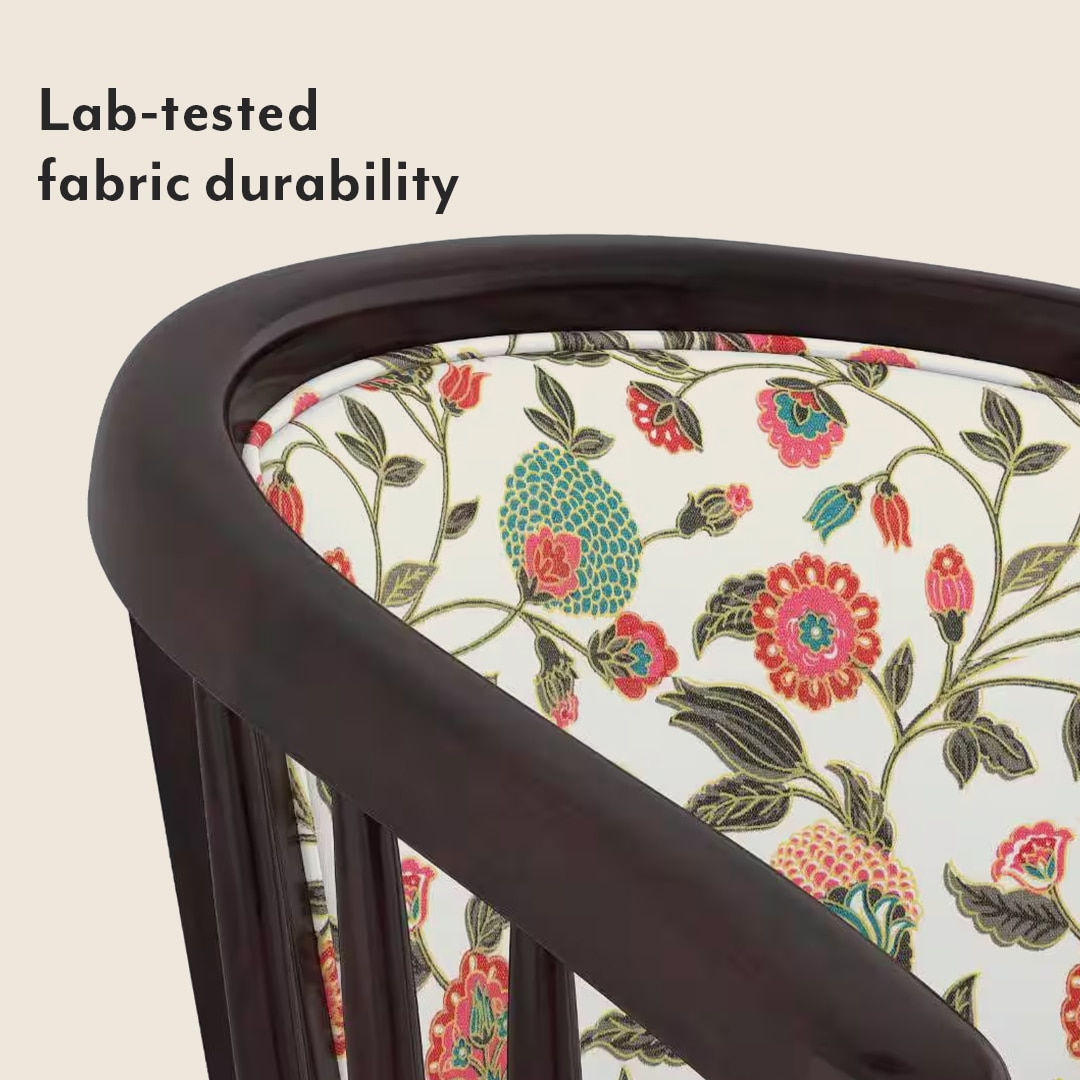 Bella Lounge Chair Finish Mahogany Beige Flora Colour