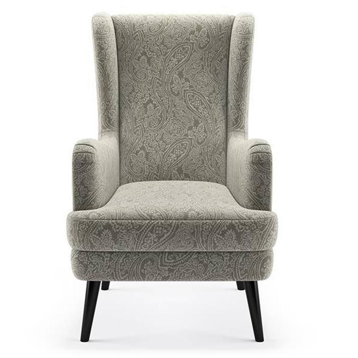 Genoa Wing Chair in  Monochrome Paisley Colour