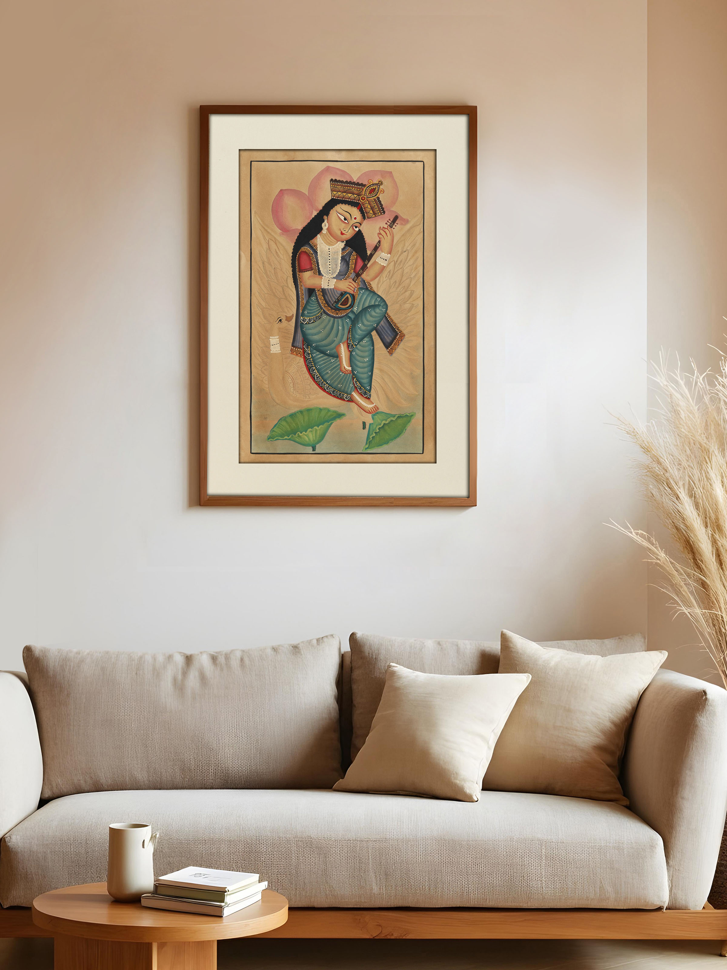 Devi Saraswati Kalighat Painting