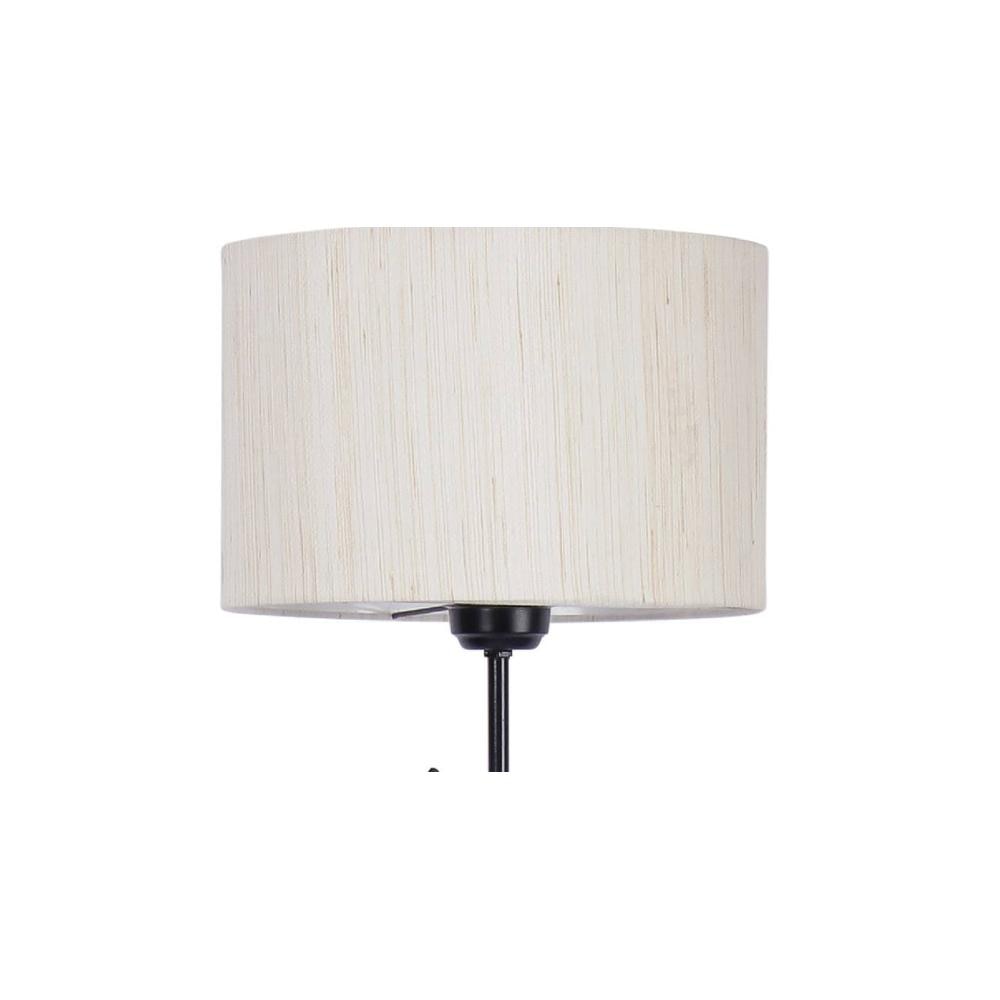 Avalon Off White Fabric Floor Lamp with Black Iron Base