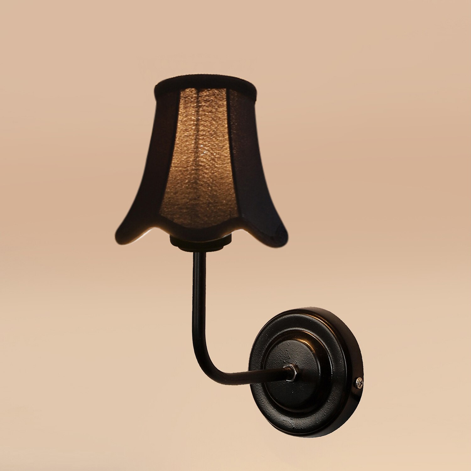 Devansh Black Wall Mounted Lamp With Black  Cotton Shade