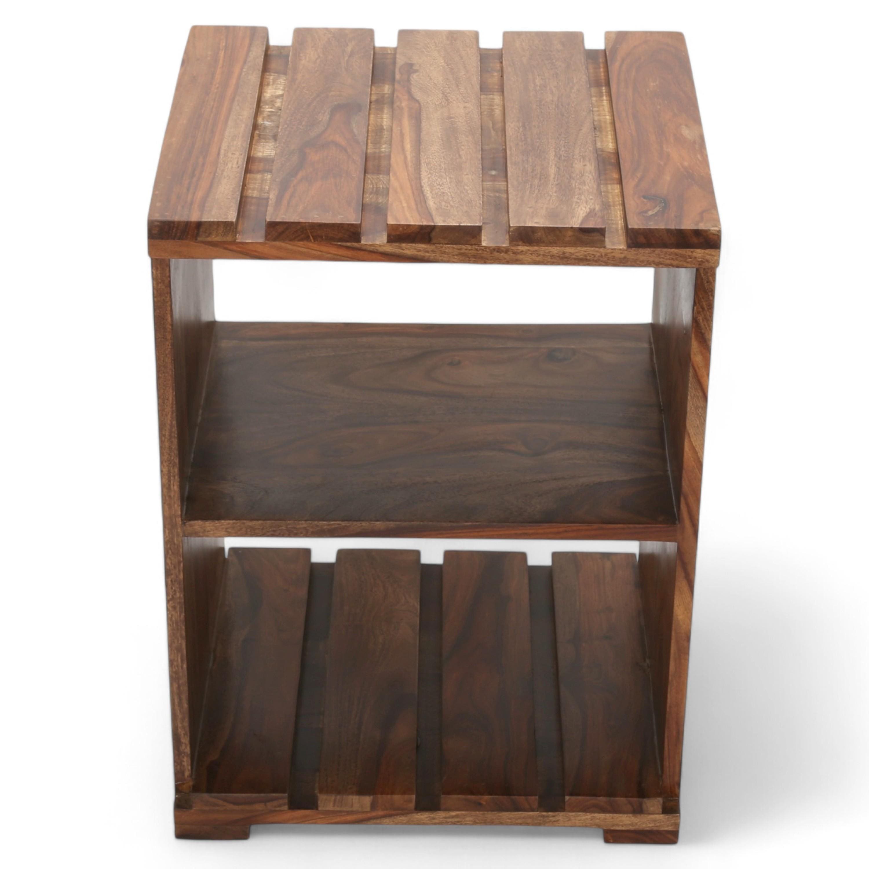 Arista Sheesham Wood Bedside Table in Teak Finish