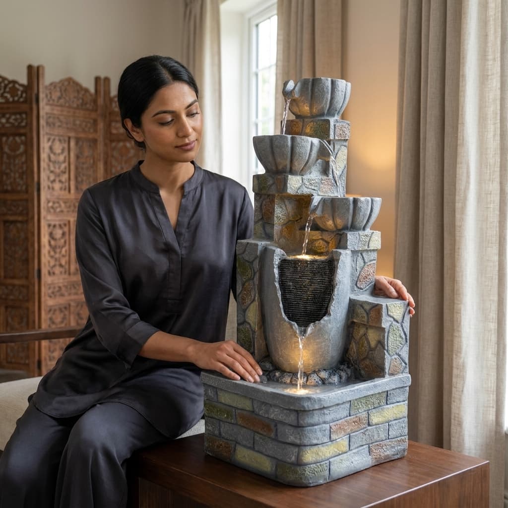 Water Fountain Mountain Spring Cascade Water Fountain in Multicolor Colour - Vedas