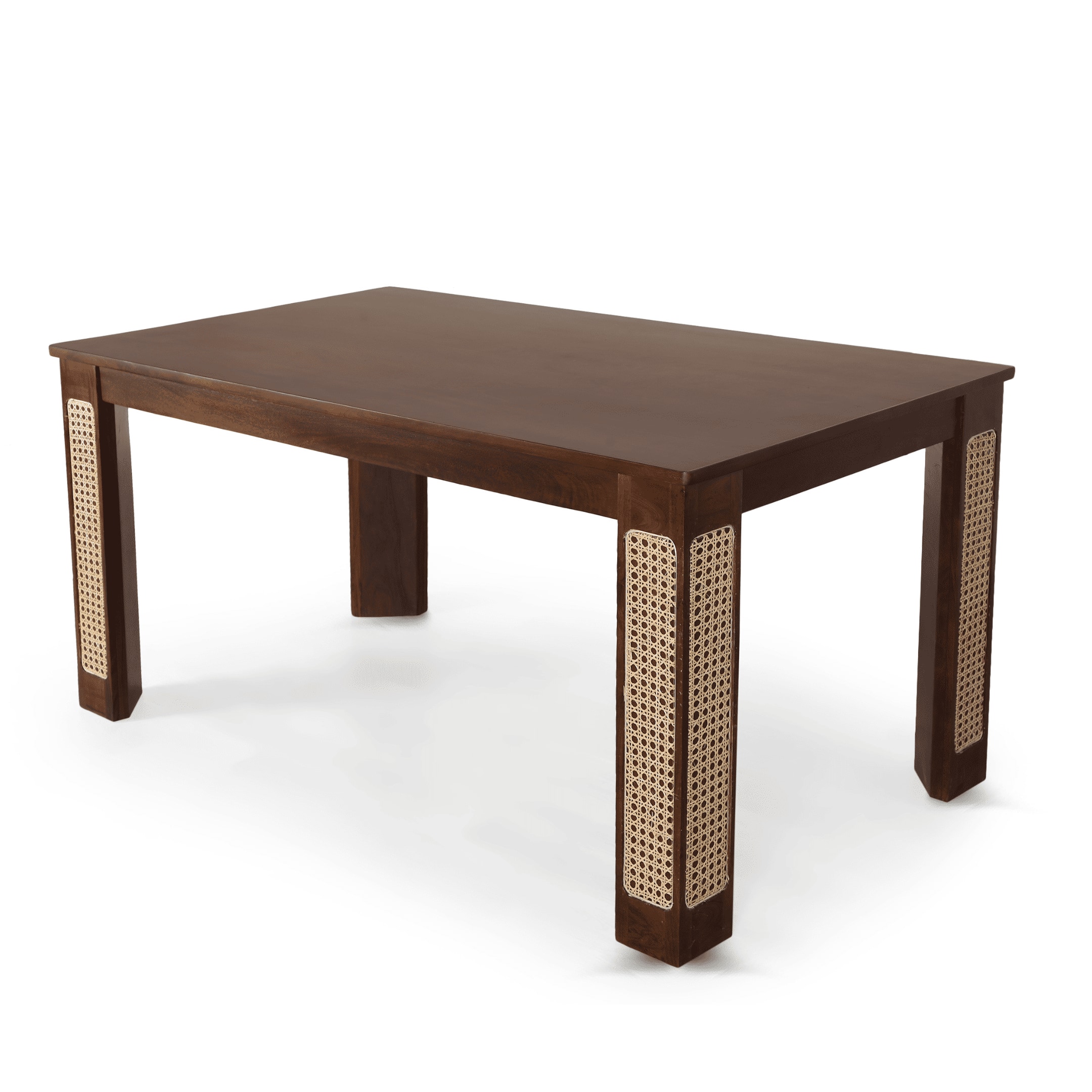 Globally Indian Sheesham Wood 6 Seater Dining Table Set With 6 Cane Backrest  Solid Wood Chair