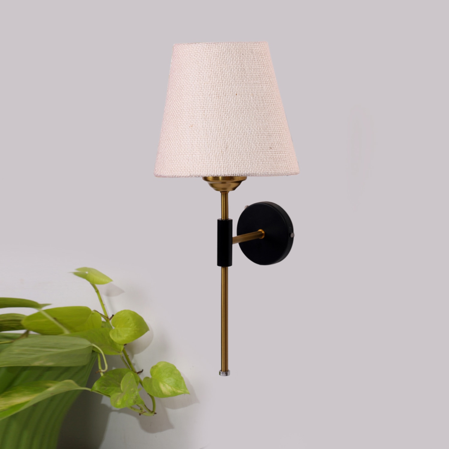 Devansh Metal Electric Wall Light in Black Colour with White Shade Count of 1 Light - Devansh