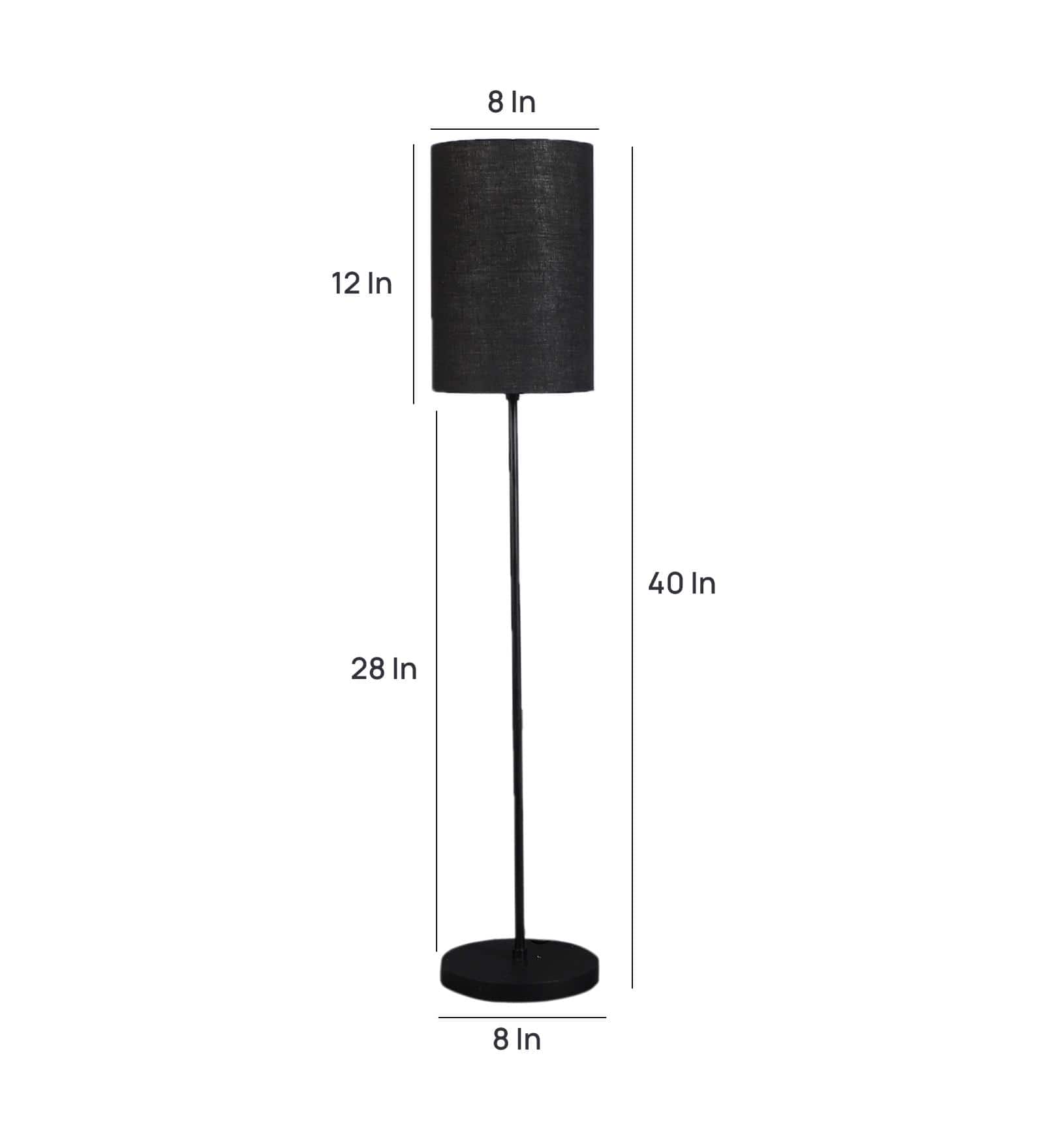 Montgomery Black Cotton Shade Floor Lamp