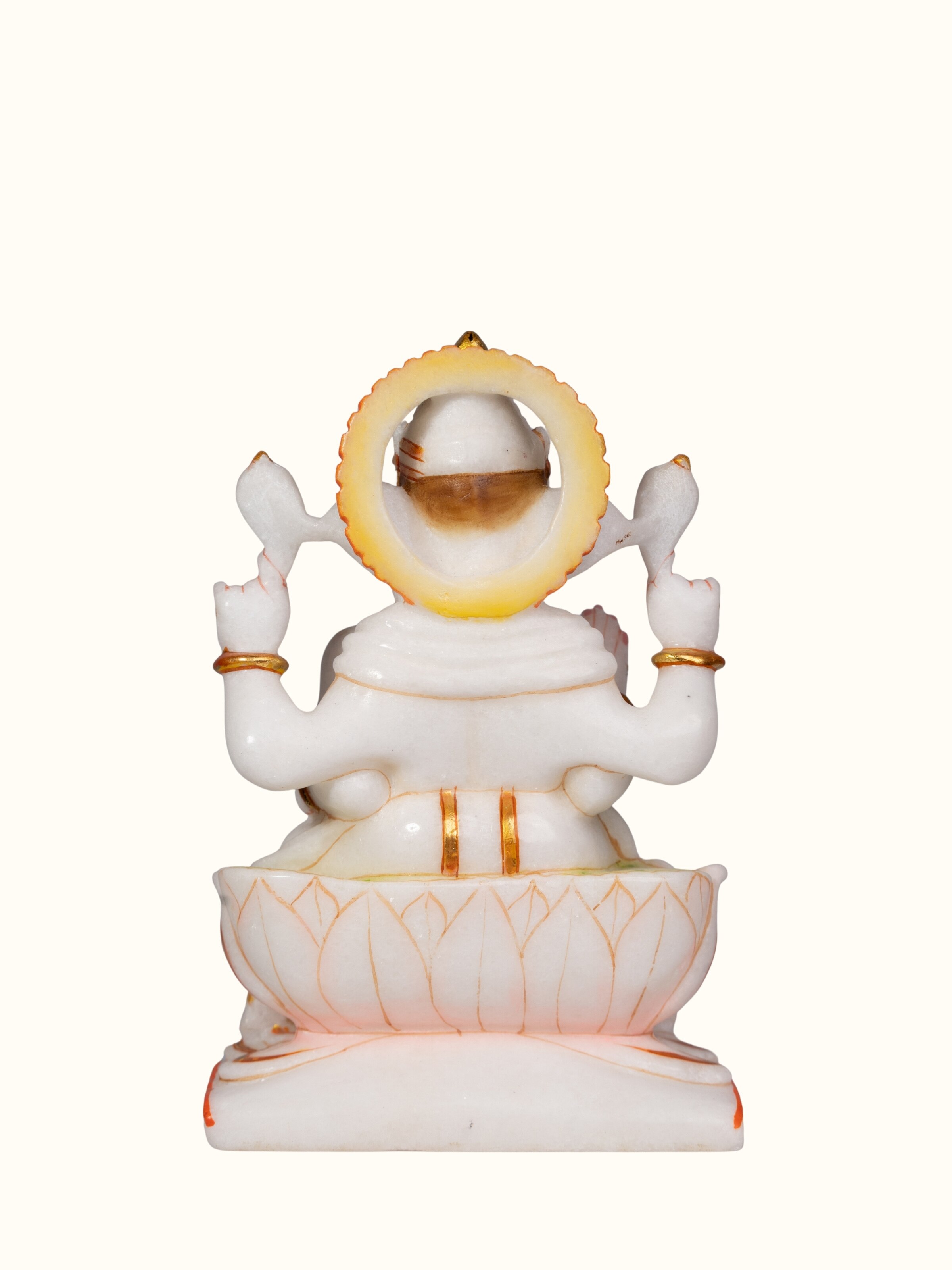 Back view of Carved Marble Ganesha Idol