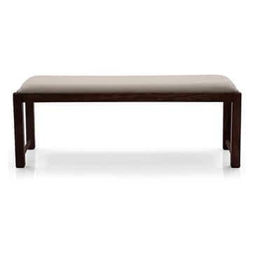 Oribi Dining Bench In Mahogany Finish With Wheat Brown Fabric