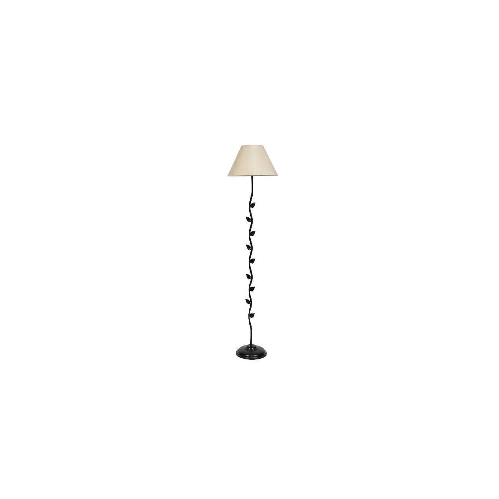 Aster Off White Fabric Floor Lamp with Black Iron Base