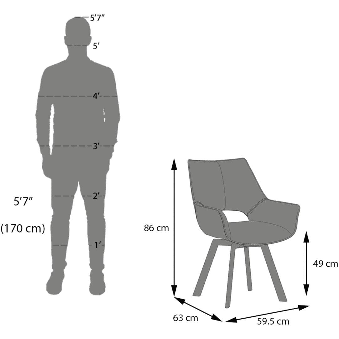 Atlas Crest Solid Wood 4 Seater Dining Table with set of 4 Casey Swivel Dining Chair