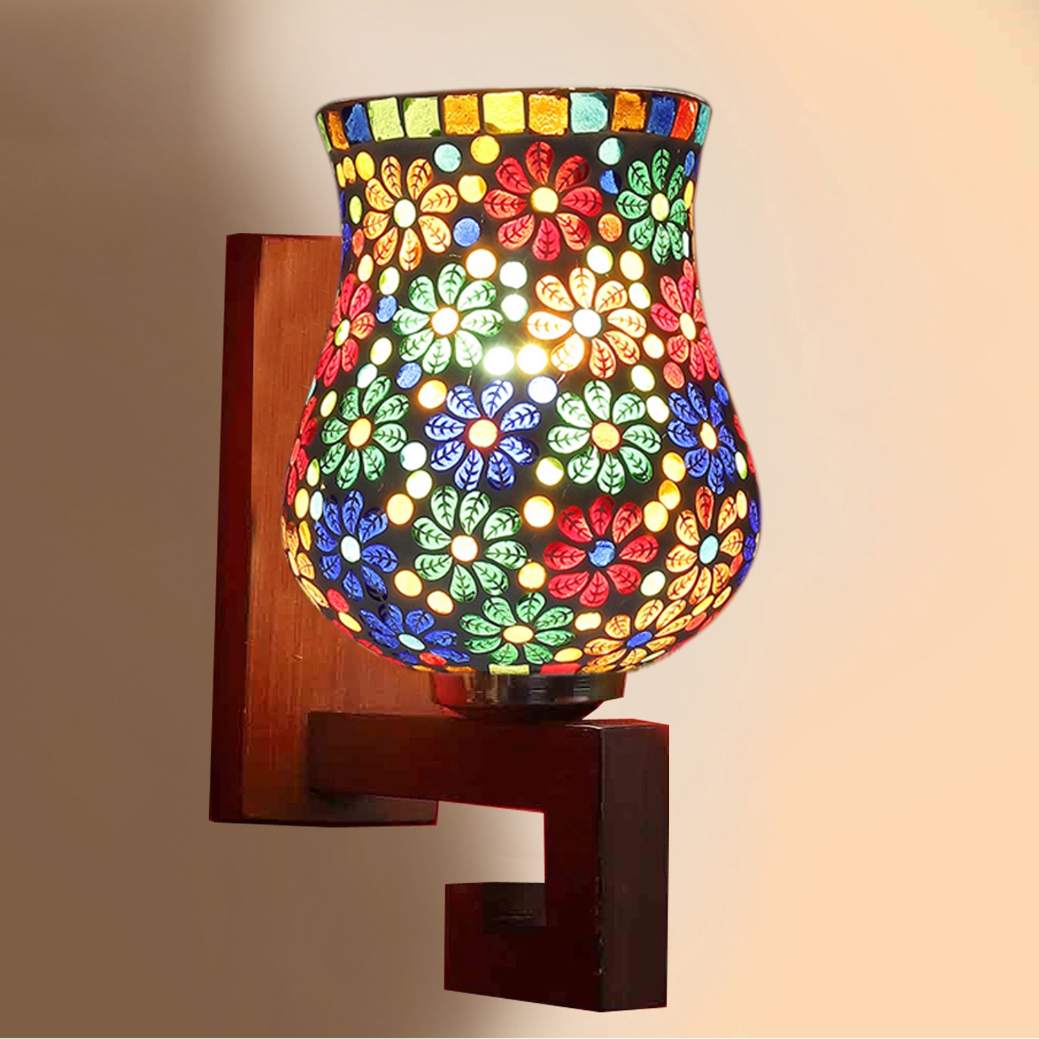 Devansh Solid Wood Electric Wall Light in Multi Colour with Multi Shade Count of 1 Light - Devansh