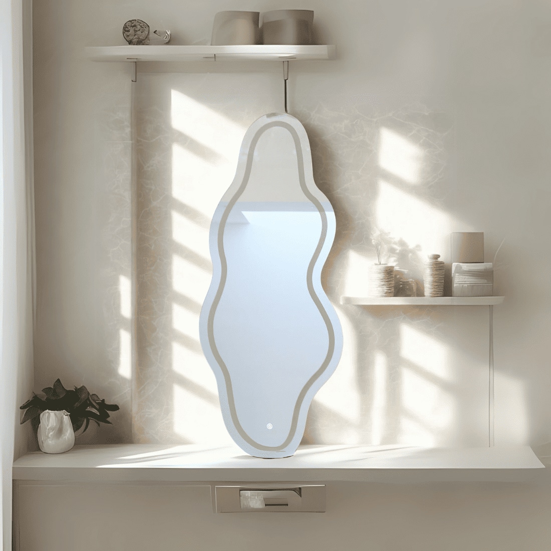LED Sculpted Mirror Light - Modern Stylish and Illuminated  Mirror