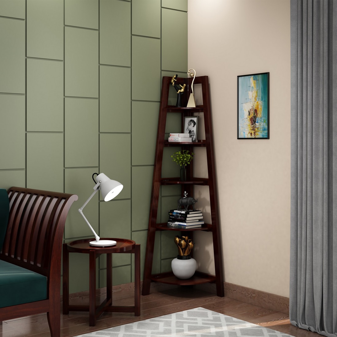 Kaka Solid Wood Bookshelf in Walnut Finish