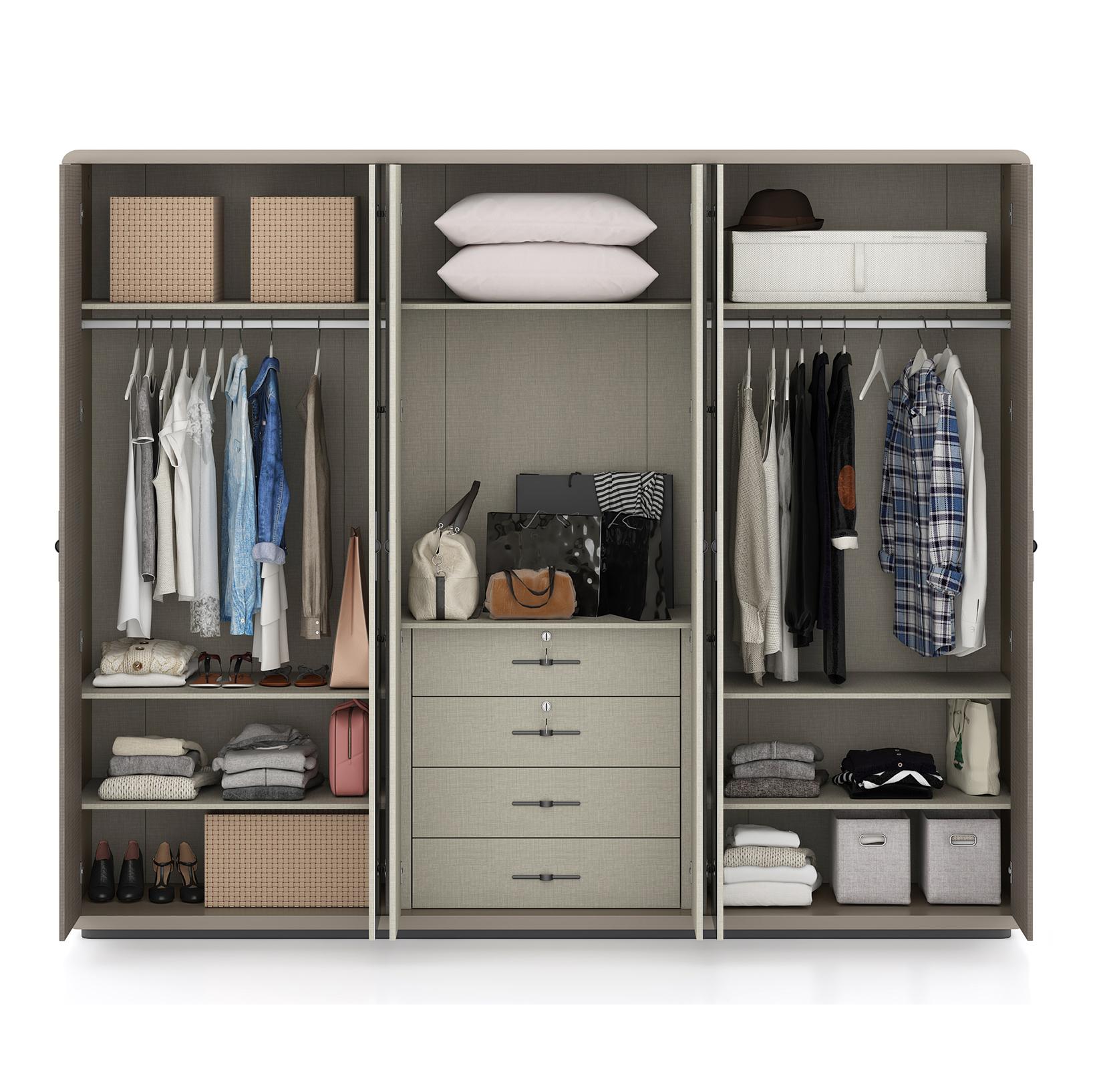 Valeria 6 Door Mirrored Wardrobe in Dual Tone Finish