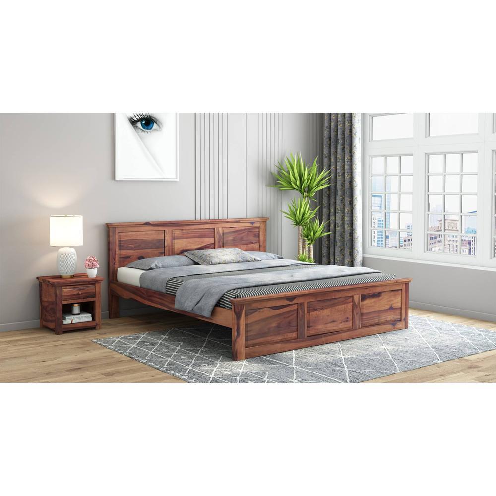 Stainfleld Sheesham Wood Queen Size Bed Non Storage Bed Provincial Teak Finish (60 x 78 inches)
