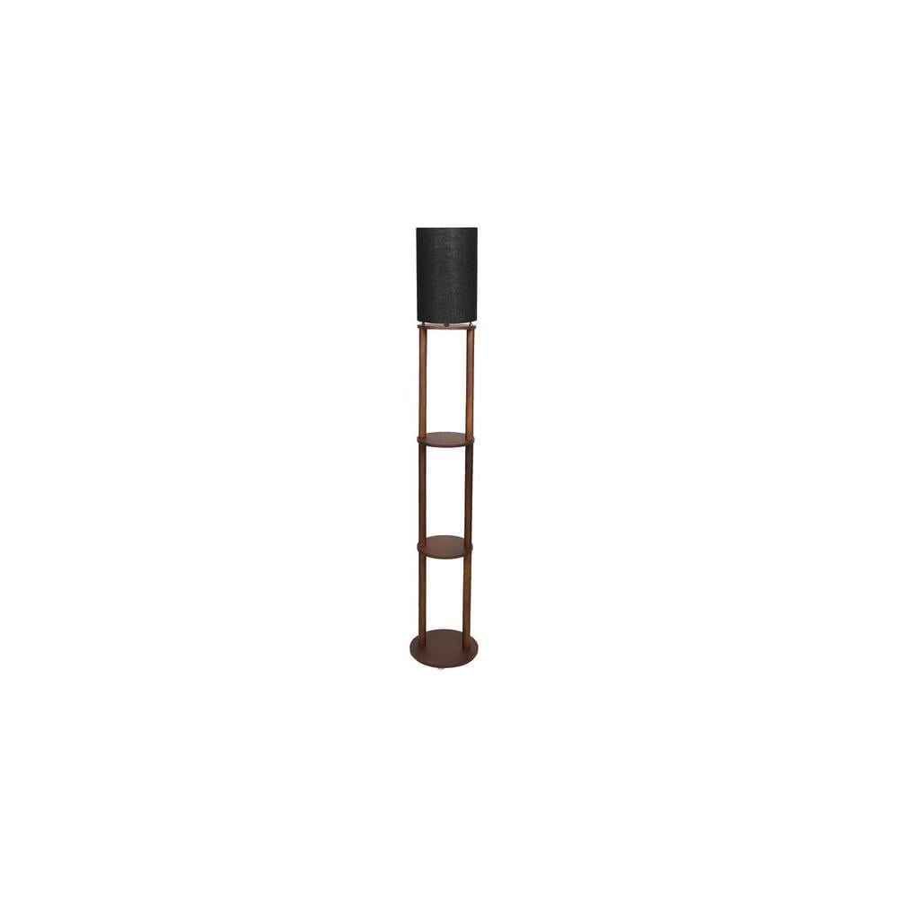 Bijou Black Cotton Floor Lamp with Solid Wood