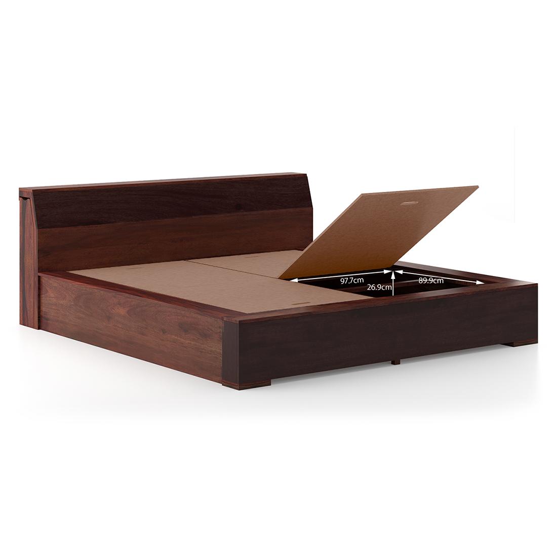 Sentosa Solid Wood King Size Box Storage Bed In Two Tone Finish