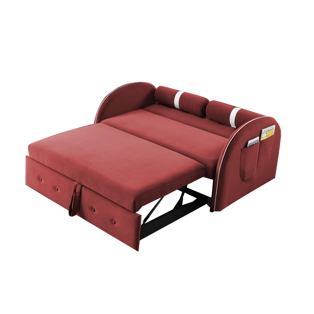 Jayen 3 Pull Out Sofa Cum Bed In Pink Colour