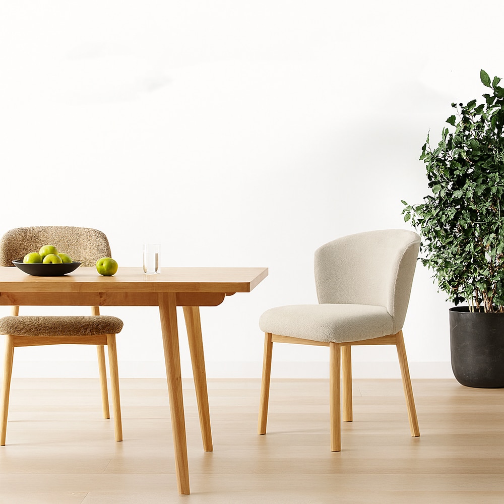 Letty Fabric Dining Chair in Beige Colour - Living Shape