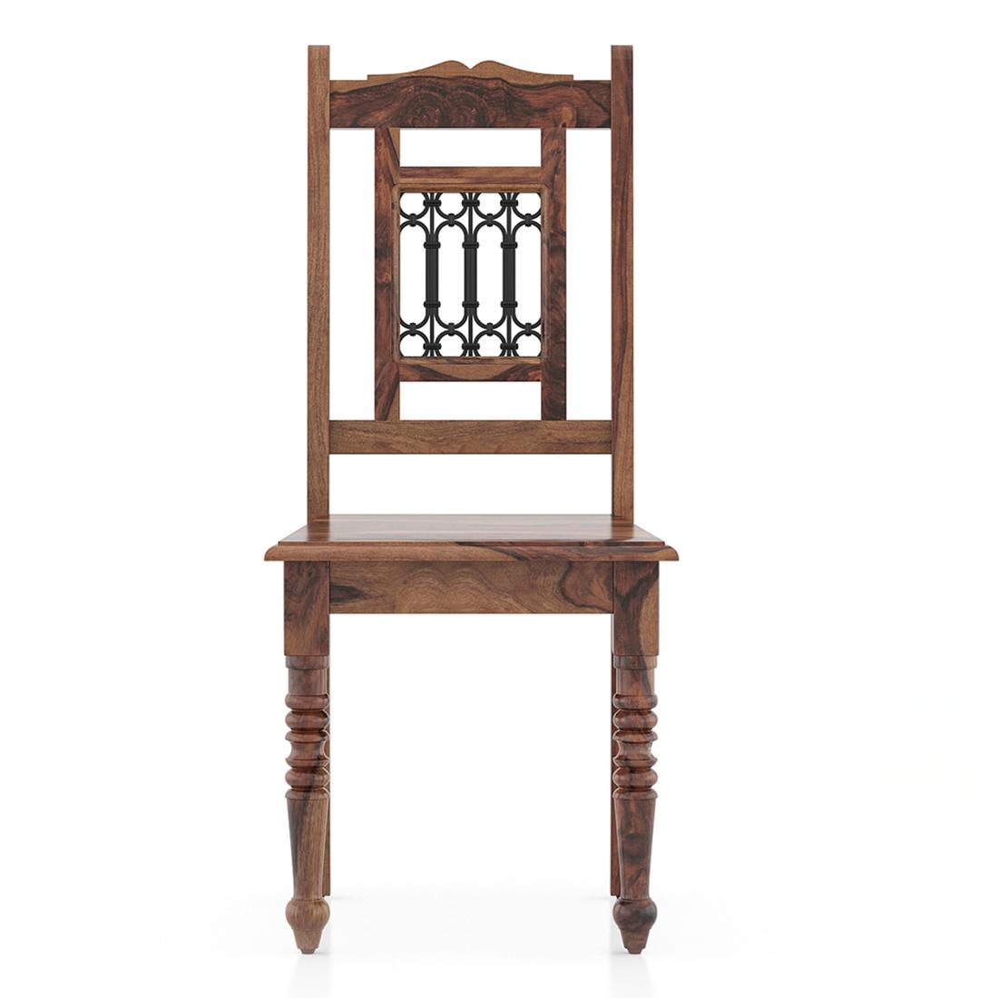 Bunai Solid Wood Dining Chair Set Of 2 In Teak Finish