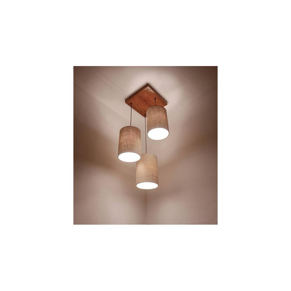 Elementary Brown Solid Wood Cluster Hanging Light