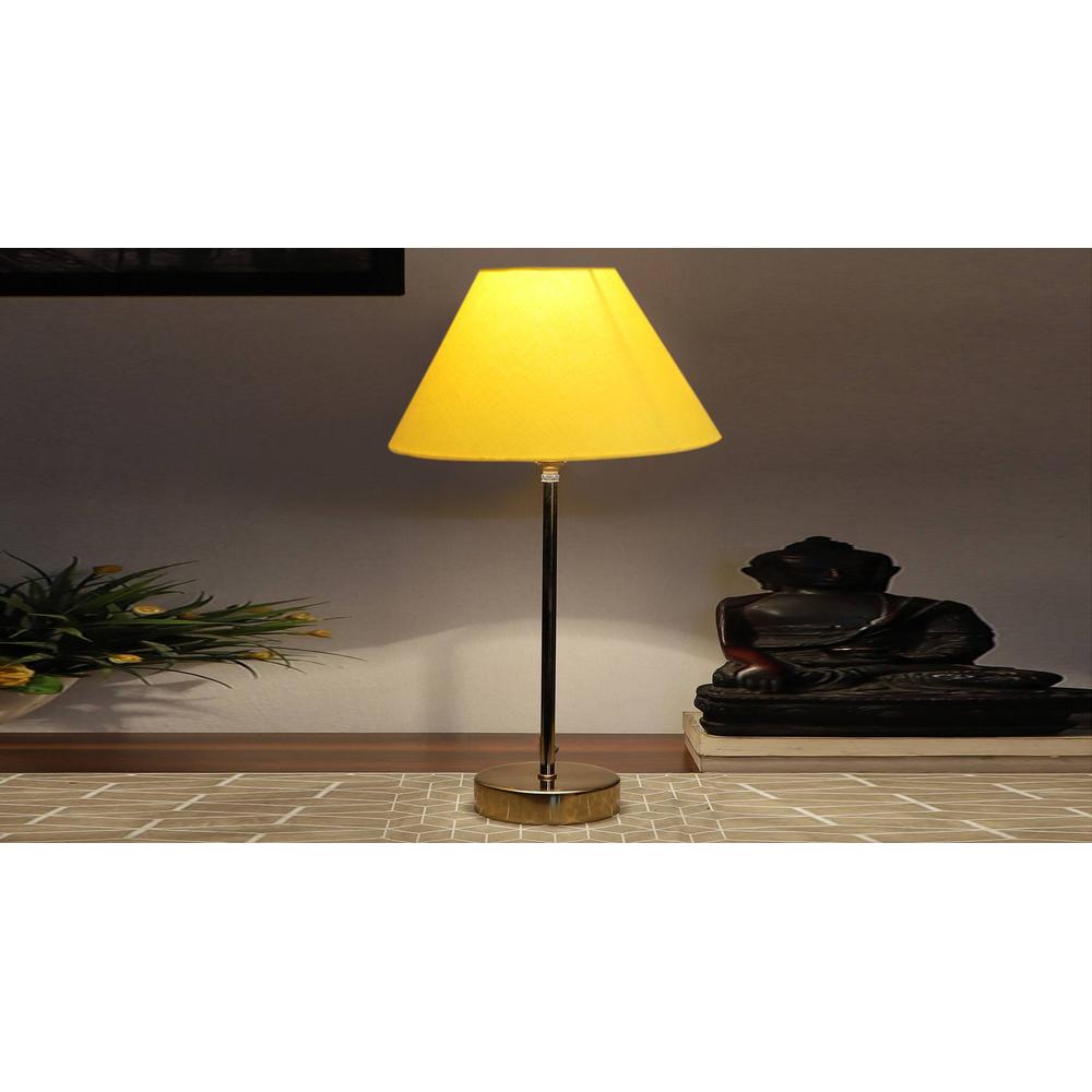Yellow cotton with Metal Gold Table Lamp