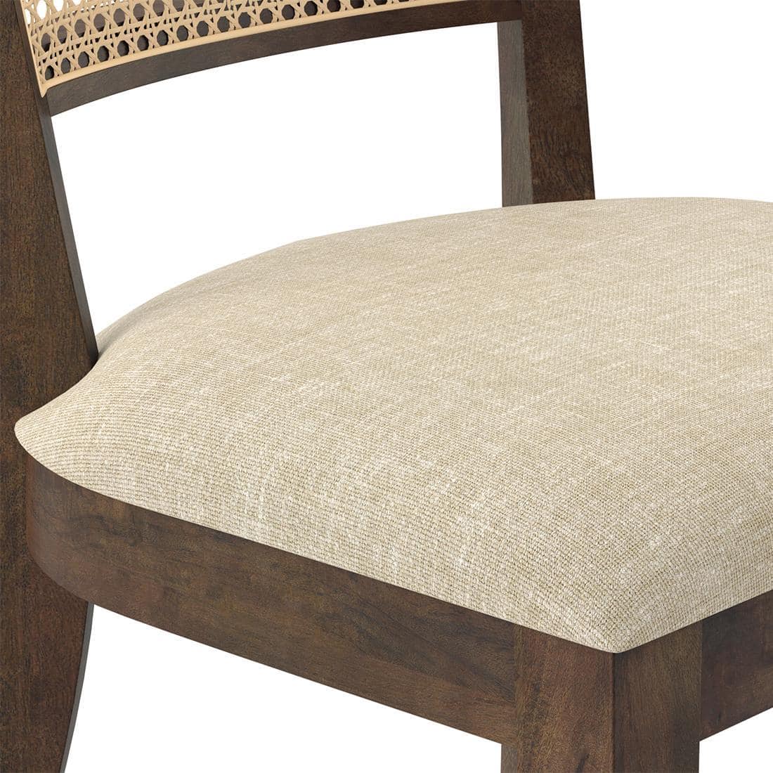 Atlas Solid Wood 4 Seater Dining Table In Danish Walnut Finish With Reed Dining Chairs