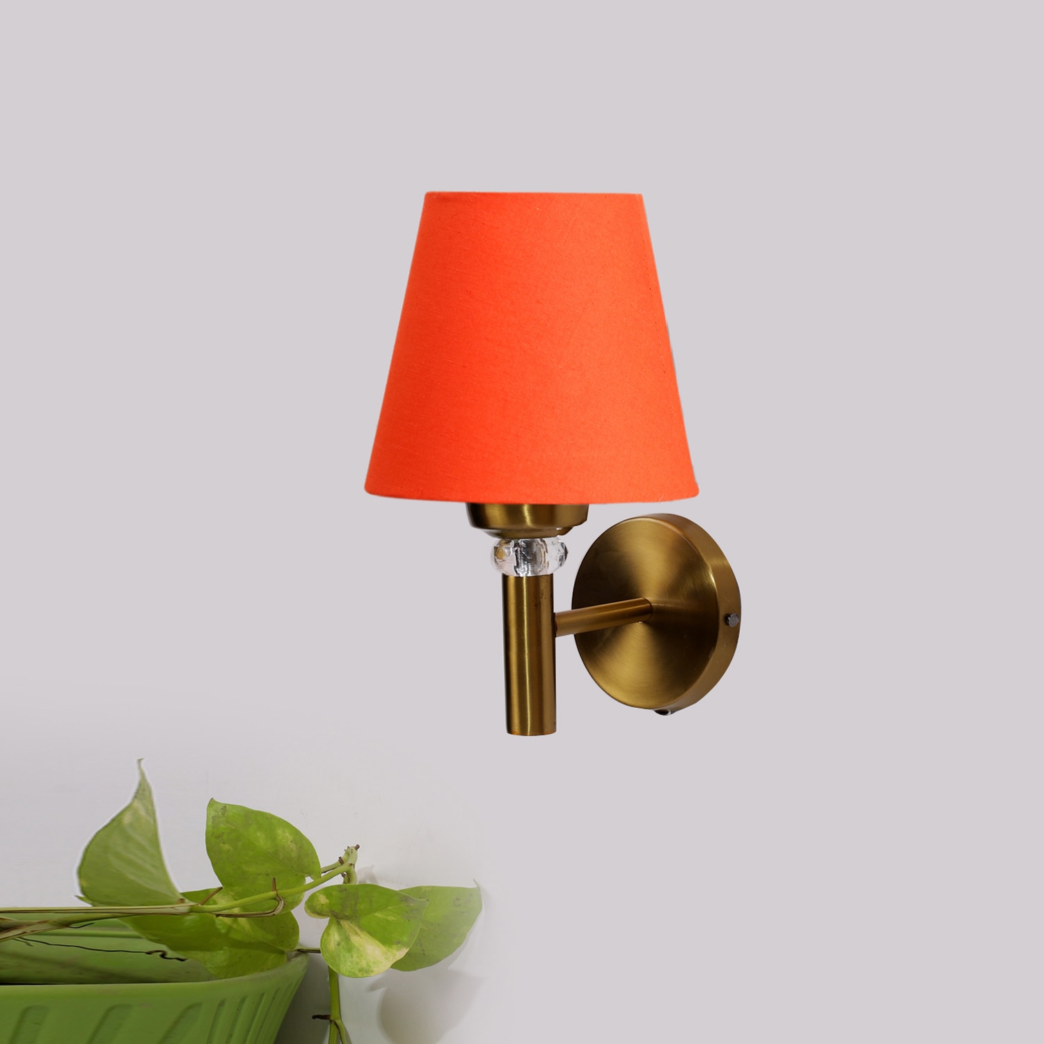 Devansh Metal Electric Wall Light in Gold Colour with Orange Shade Count of 1 Light - Devansh