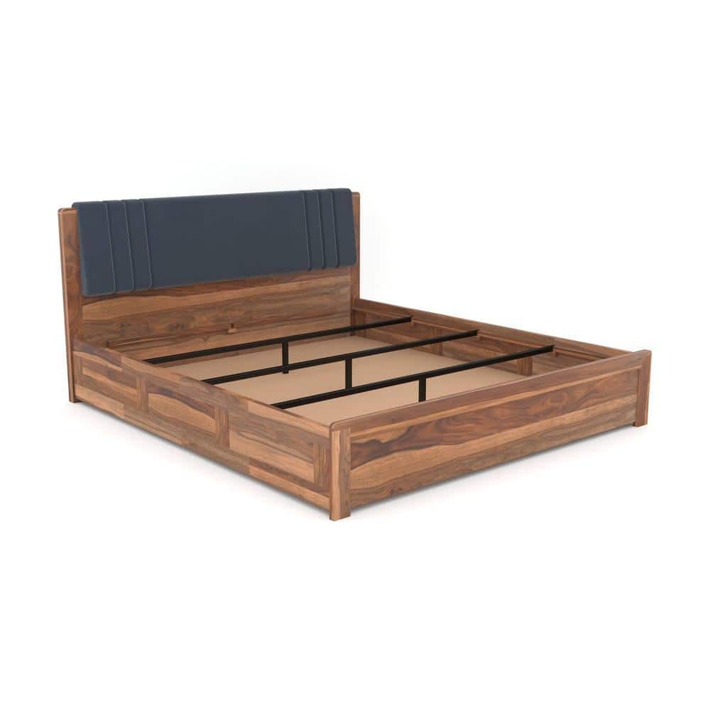 Nahiri Sheesham Wood Queen Size Bed In Teak Finish With Box Storage