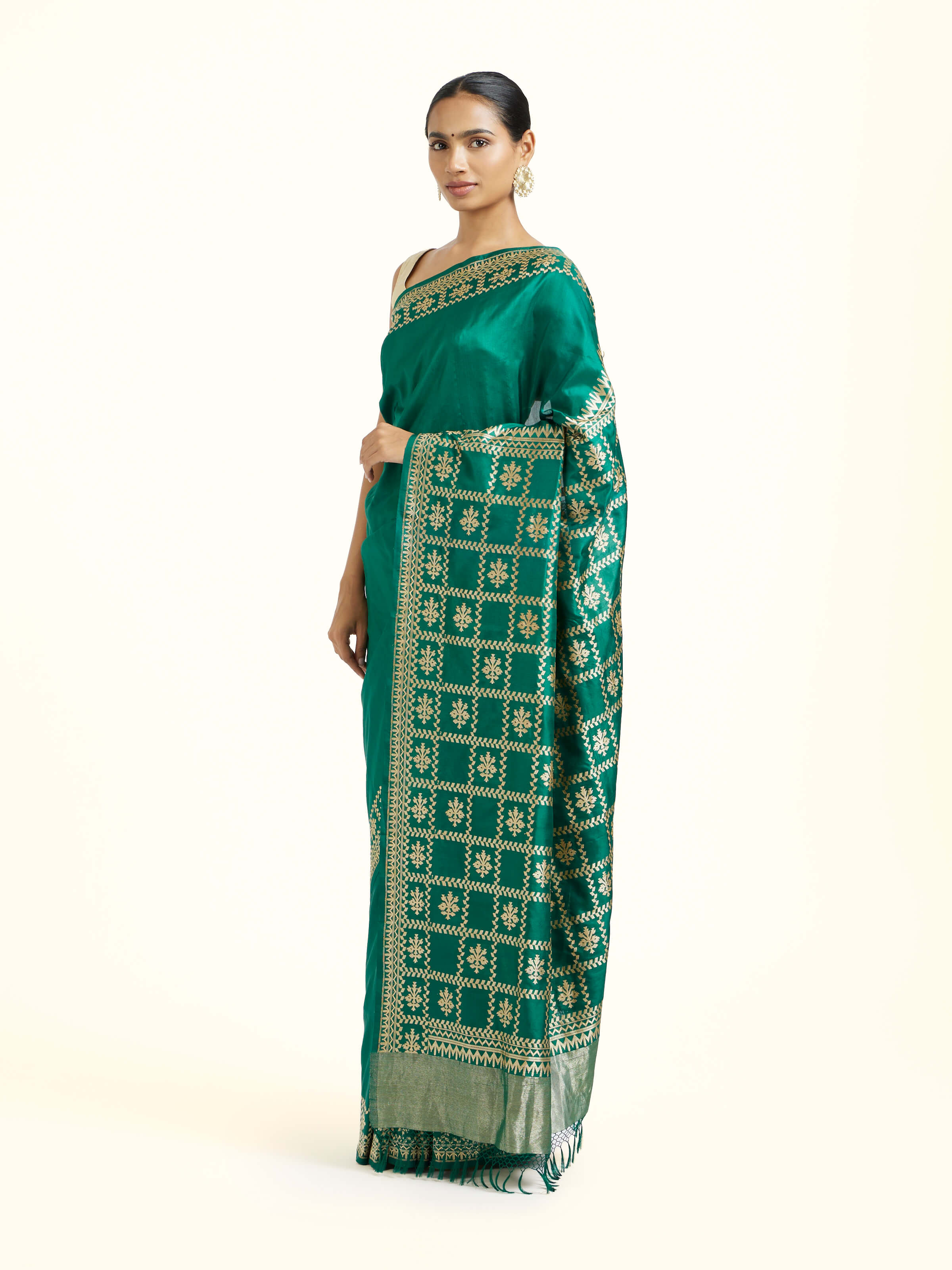Green Mulberry Katan Silk Banarasi Saree