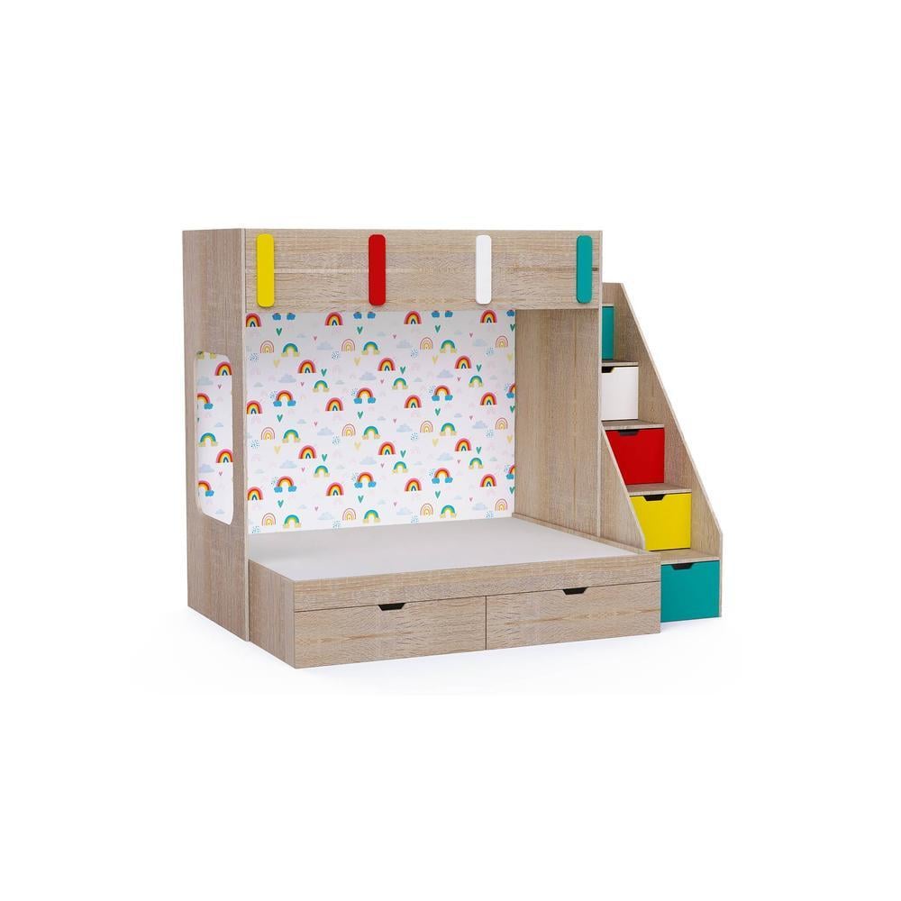 Pattern Dreams Bunk Bed with Storage in Oak Colour BKBB019