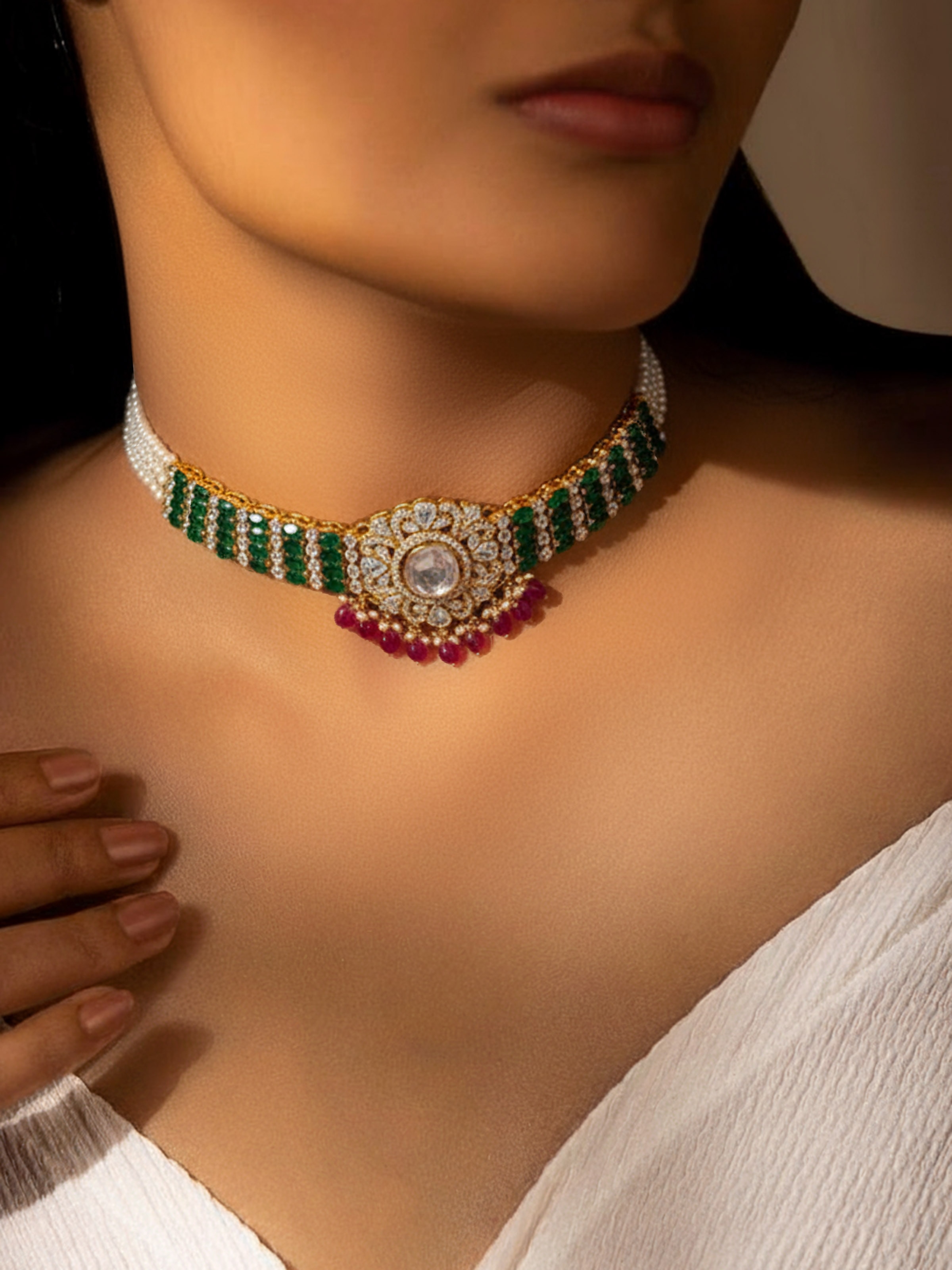 Lifestyle view of Silver Smithing Choker Necklace