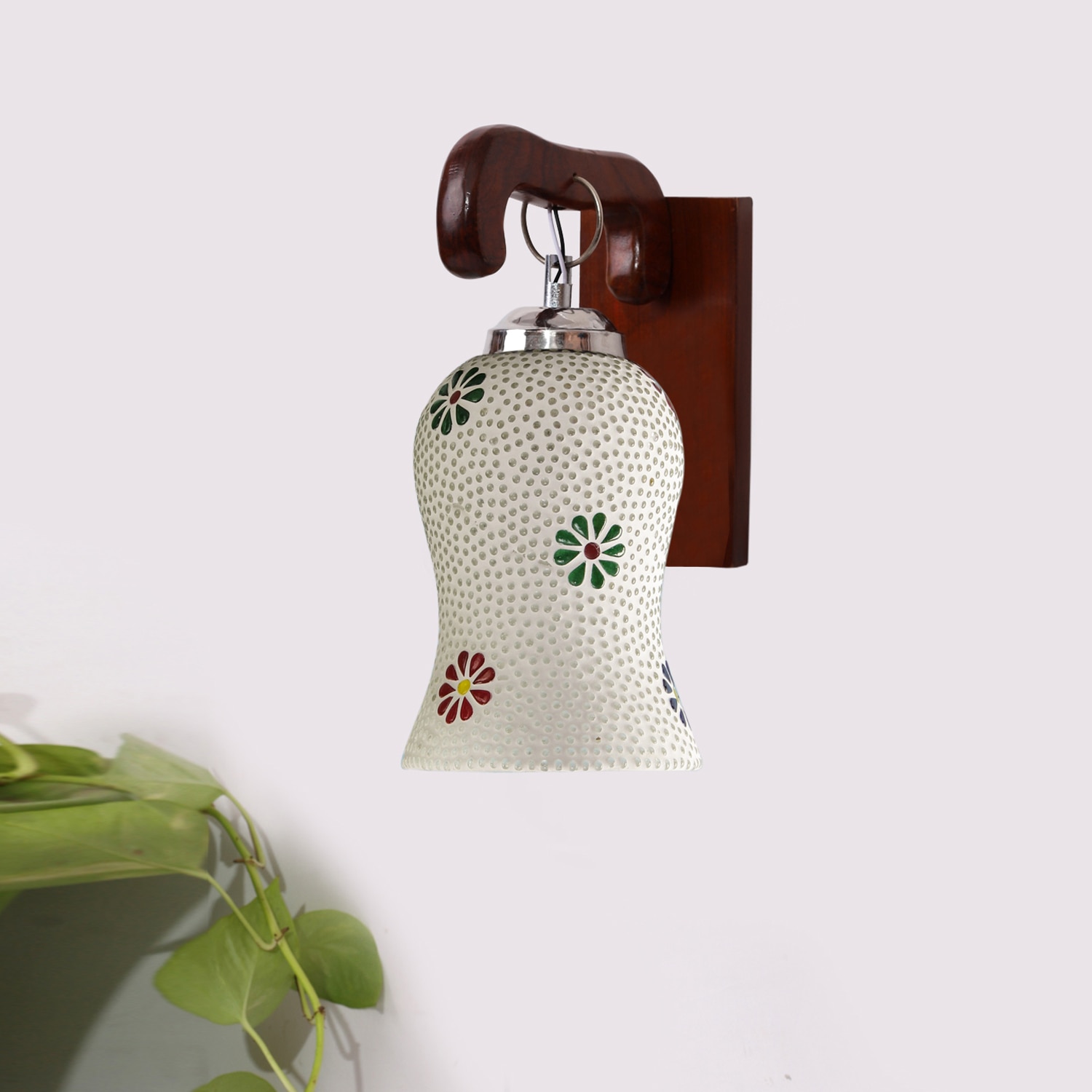 Devansh Solid Wood Electric Wall Light in Brown Colour with Multi Shade Count of 1 Light - Devansh